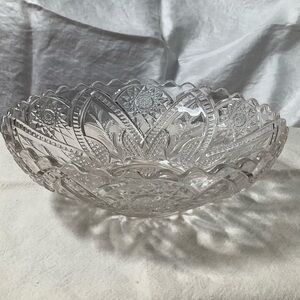Antique Cut Glass Crystal Serving or Centerpiece Bowl